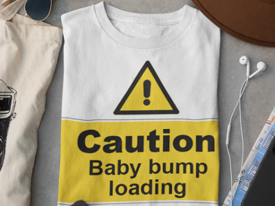 Caution Baby Bump Loading Printed T-shirt
